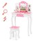 Costway Kids Vanity Table & Stool Set with Cute Polka Dot Print Tri-folding Mirror Drawer Pink&White/Light Pink&White/Pink&Black/Blue/Pink